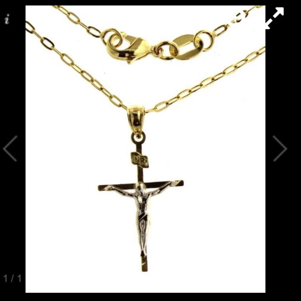 14KT GOLD CROSS NECKLACE 18”